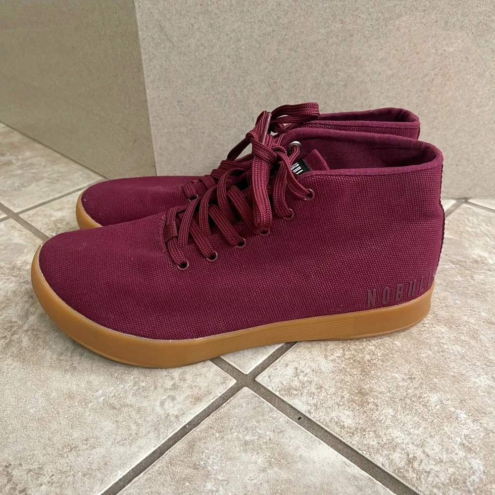 NOBULL High Top Canvas Trainer Cabernet Burgundy Gum‎ Sole Mens 8.5 Womens 10